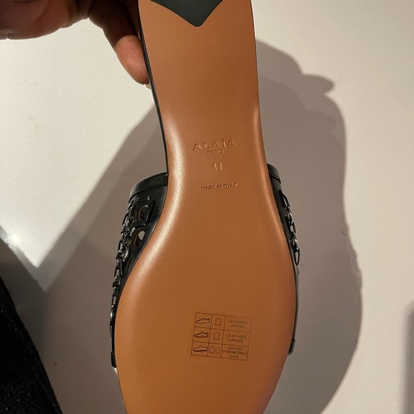 ALAÏA- Black Braided Eyelet Sandals - Picture 14 of 16